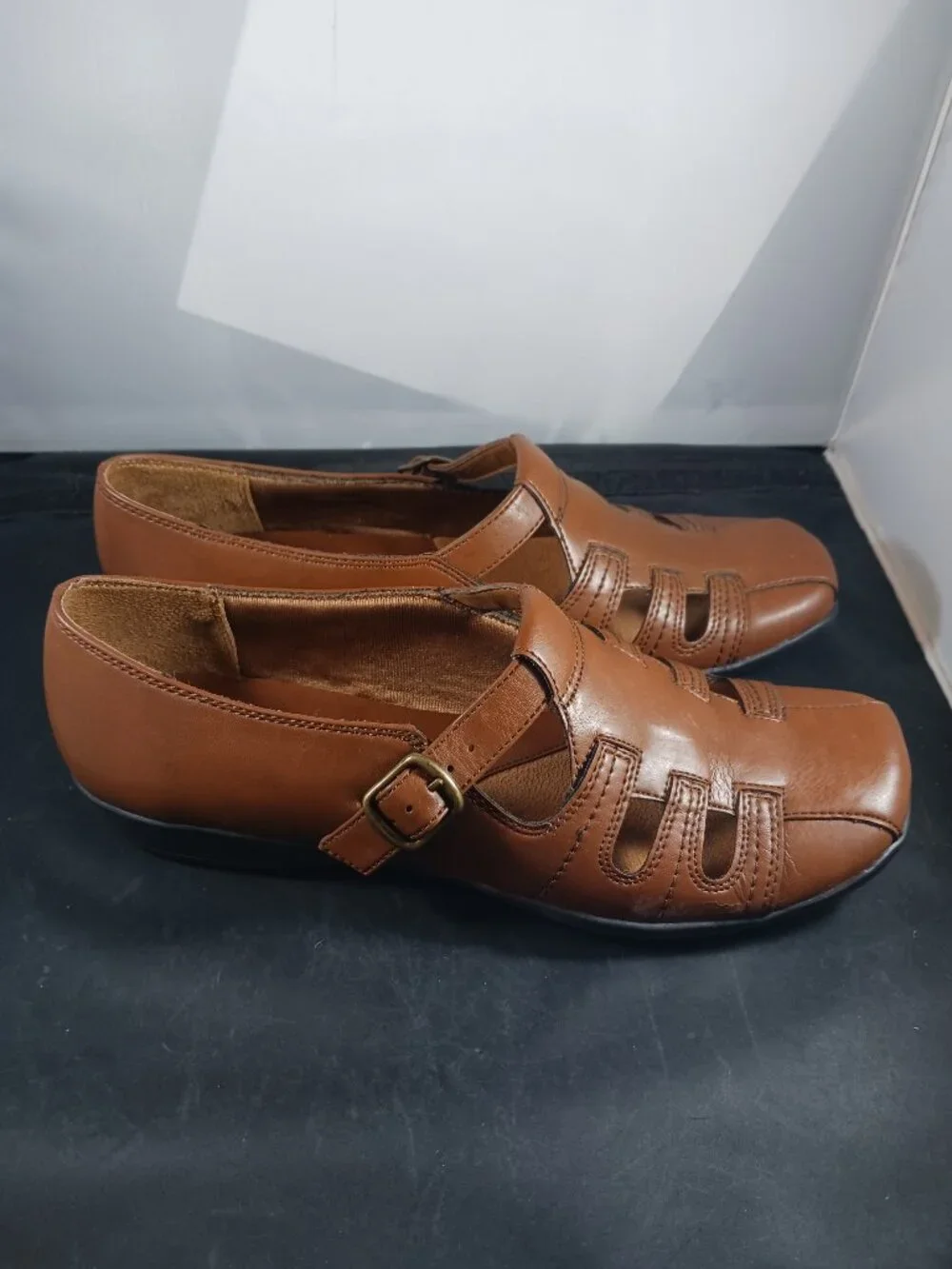 Life Stride Women's Brown Leather Comfort Shoes size 8.5M